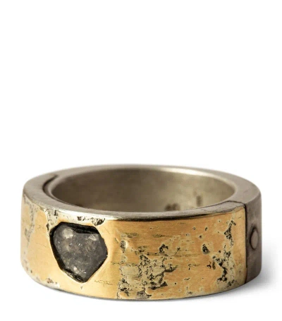 Parts Of Four Yellow Gold-plated Acid-treated Sterling Silver And Diamond Sistema Ring