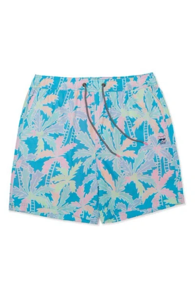 Party Pants Busy Palms Happy Hour Swim Trunks In Blue
