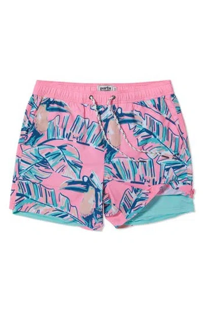 Party Pants Captain Toucan Sport Swim Trunks In Pink