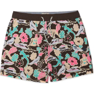 Party Pants Fiestas & Siestas Party Starter 5-inch Swim Trunks In Brown