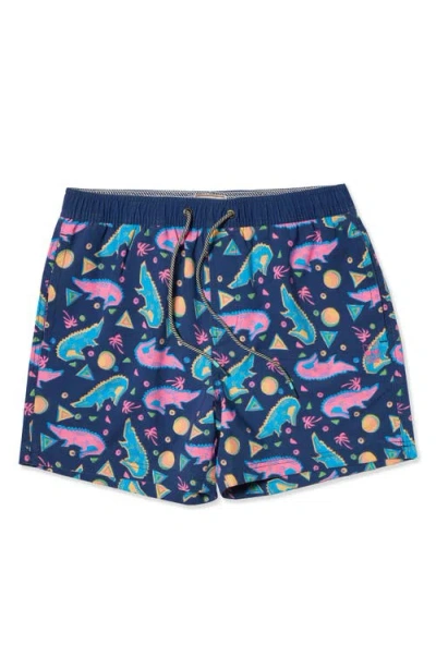 Party Pants Golf Gator Happy Hour 5-inch Swim Trunks In Blue
