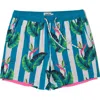 Party Pants Gulf Stripe Sport Swim Trunks In Turquoise