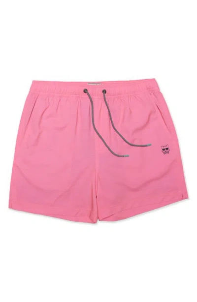 Party Pants Happy Hour Solid Swim Trunks In Pink