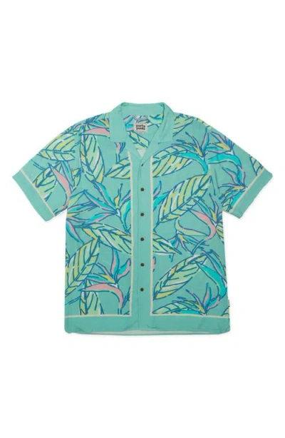 Party Pants Johnny Jamaica Tropical Print Camp Shirt In Green