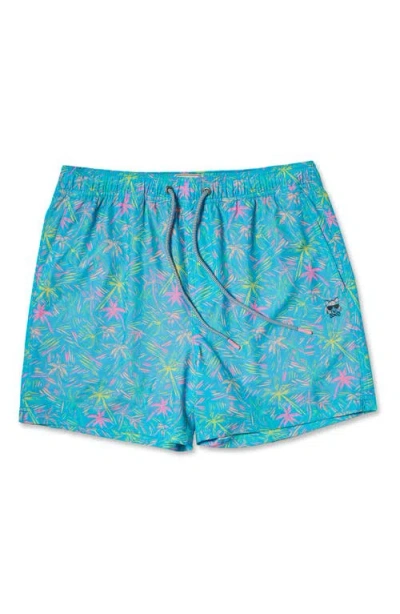 Party Pants London Palms Happy Hour 5-inch Swim Trunks In Blue
