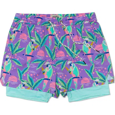 Party Pants Nice Birdie Sport Swim Trunks In Orchid