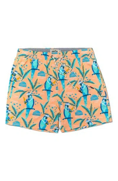 Party Pants Nice Birdie Swim Trunks In Coral