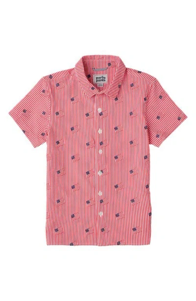 Party Pants Old Glory Weekender Seersucker Shirt In Red