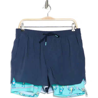 Party Pants Pickle Game Swim Shorts In Navy Blue