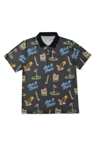 Party Pants Sink N Drink Performance Polo In Black