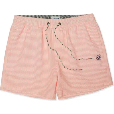 Party Pants Stripe Party Starter 5-inch Swim Trunks In Pink