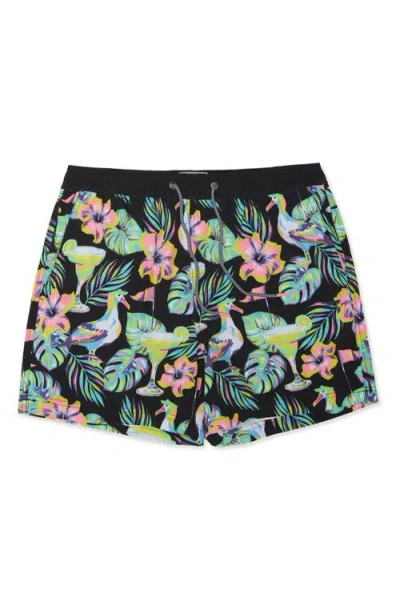 Party Pants Tross Party Starter 5-inch Swim Trunks In Black