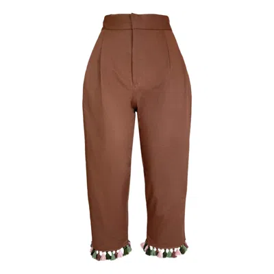 Party Pants Women's Pink / Purple Worth The Tassel; Pink Trousers With Pink And Green Tassels In Brown