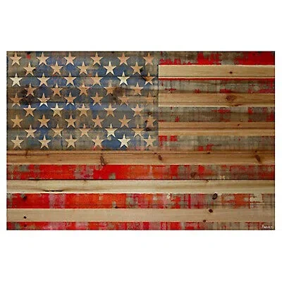 Pre-owned Parvez Taj American Dream Painting Print On Natural Pine Wood Natural 45w X 30h In Regular