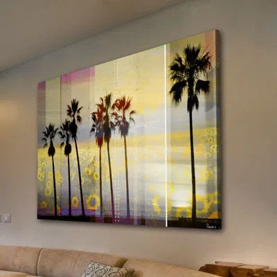 Parvez Taj 'boardwalk' By  Painting Print On Wrapped Canvas In Blue;black;yellow