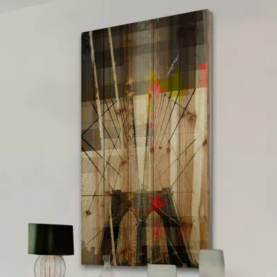 Parvez Taj 'brooklyn' Graphic Art Print On Wood In Gray;red