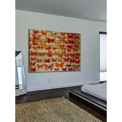 Parvez Taj Cheerful By  - Painting Print On Natural Pine Wood In Yellow;orange