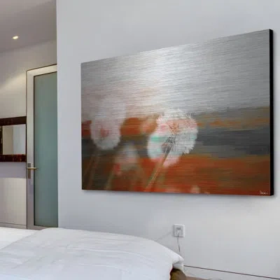 Parvez Taj 'daisy Dew' By  - Unframed Print On Metal In Gray;orange
