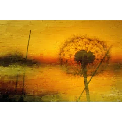 Parvez Taj 'day End 2' By  Painting Print On Wrapped Canvas In Yellow