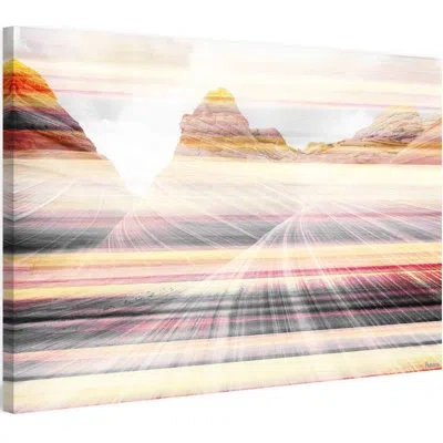 Parvez Taj 'desert Travel' By  Painting Print On Wrapped Canvas In Gray;red;beige