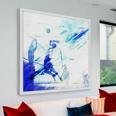 Parvez Taj 'dusk Volleyball' - Picture Frame Painting Print On Paper In Blue;white