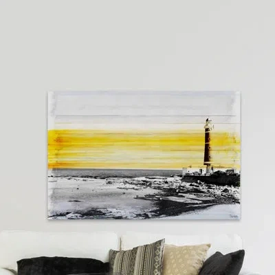 Parvez Taj 'farolo' By  Painting Print On Wrapped Canvas In Gray;yellow