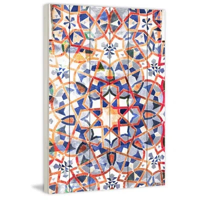 Parvez Taj 'figuig' By  Painting Print On White Wood In Blue;brown;red