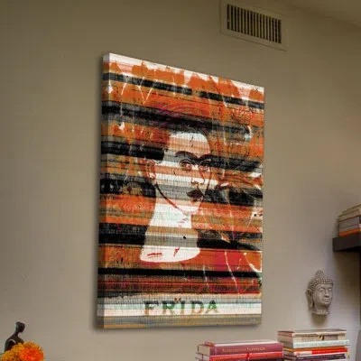 Parvez Taj 'frida' By  Painting Print On Wrapped Canvas In Black;orange