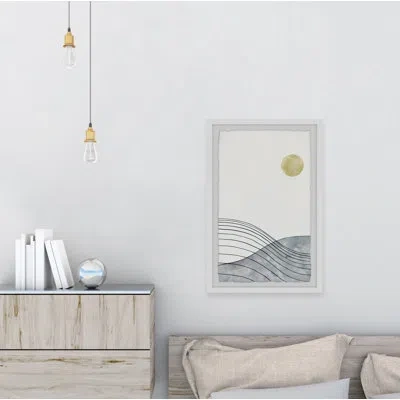 Parvez Taj Golden Moon By  - Picture Frame Print On Paper In Black,yellow
