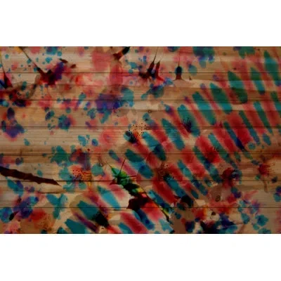 Parvez Taj 'i See Colors' By  Painting Print On Natural Pine Wood In Blue,red,purple