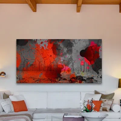 Parvez Taj 'indio' By  - Wrapped Canvas Print In Gray;red;orange