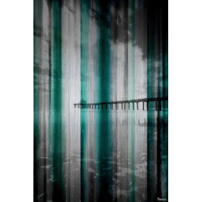Parvez Taj 'long Walk' By  Painting Print On Brushed Aluminum In Blue;gray