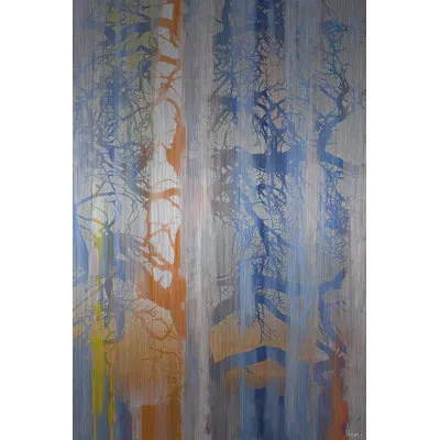 Parvez Taj Mira On Metal By  Print In Blue;orange