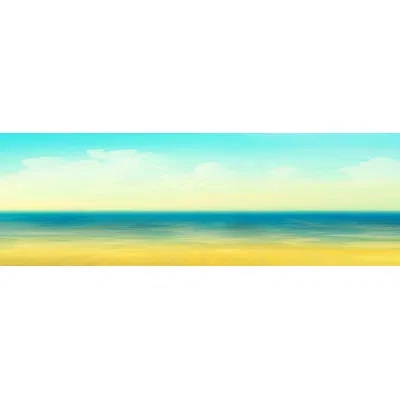 Parvez Taj 'ocean Panoramic' By  Painting Print On Wrapped Canvas In Blue;yellow