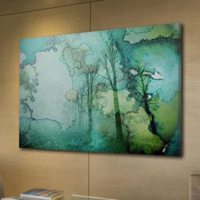 Parvez Taj 'oceanic Watermark' By  Painting Print On Wrapped Canvas In Blue;green