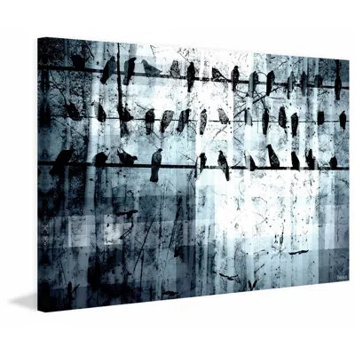 Parvez Taj 'out Of Line' By  Painting Print On Wrapped Canvas In Blue;black;white
