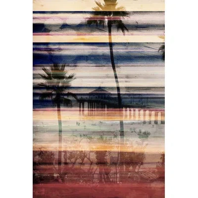 Parvez Taj 'palms By The Pier' Wrapped Canvas Photograph Print On Canvas In Blue;red;yellow