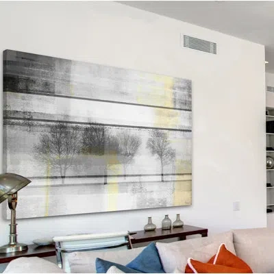 Parvez Taj 'peaceful Greys' By  Painting Print On Wrapped Canvas In Gray;yellow
