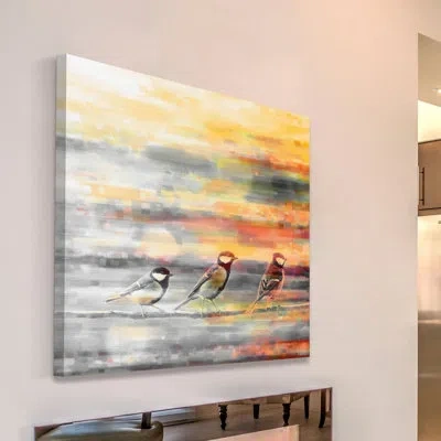 Parvez Taj 'pitkin' Print On Wrapped Canvas In Gray,orange