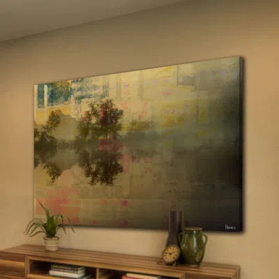 Parvez Taj 'port Sever' By  - Wrapped Canvas Print In Green;yellow;pink;green,pink,yellow