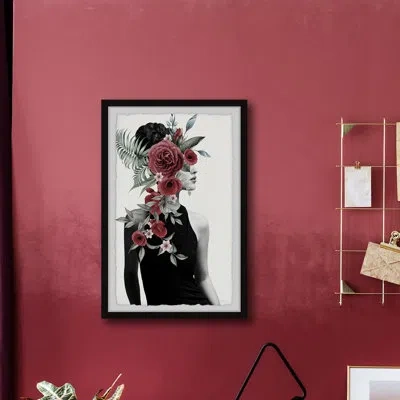 Parvez Taj 'red Blooms' Framed Print In Black,red,green