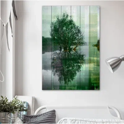 Parvez Taj Reflective By  - Photograph Print On Wood In Green,gray;green;gray