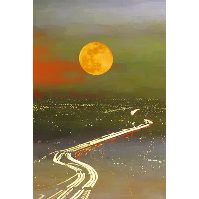 Parvez Taj 'santa Sun Current' By  Wrapped Canvas Photographic Print On Canvas In Green;yellow;orange