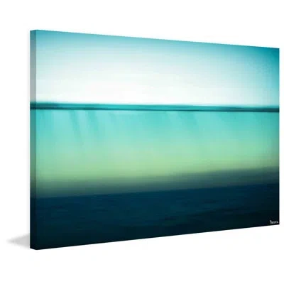Parvez Taj 'serene Water' By  - Wrapped Canvas Print On Canvas In Blue;white