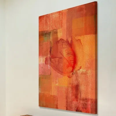 Parvez Taj 'shrouded Rose' By  Painting Print On Wrapped Canvas In Red;orange