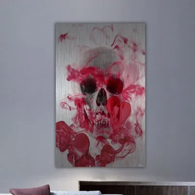 Parvez Taj Skull 2 By  - Unframed Photograph Print On Metal In Gray;red;pink;gray,pink,red
