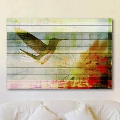 Parvez Taj 'spring Hill' By  - Print On Wood In Red,green,yellow;green;red;yellow
