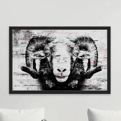 Parvez Taj 'staring Ram Eyes' - Picture Frame Painting Print On Paper In Black;gray