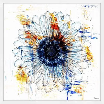 Parvez Taj 'stencil Flower' - Picture Frame Painting Print On Paper In Blue;white
