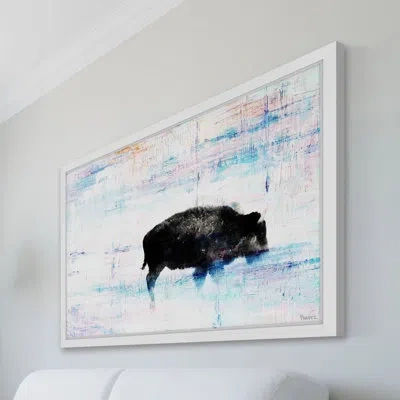 Parvez Taj 'the Buffalo Knows' - Picture Frame Painting Print On Paper In Black;white